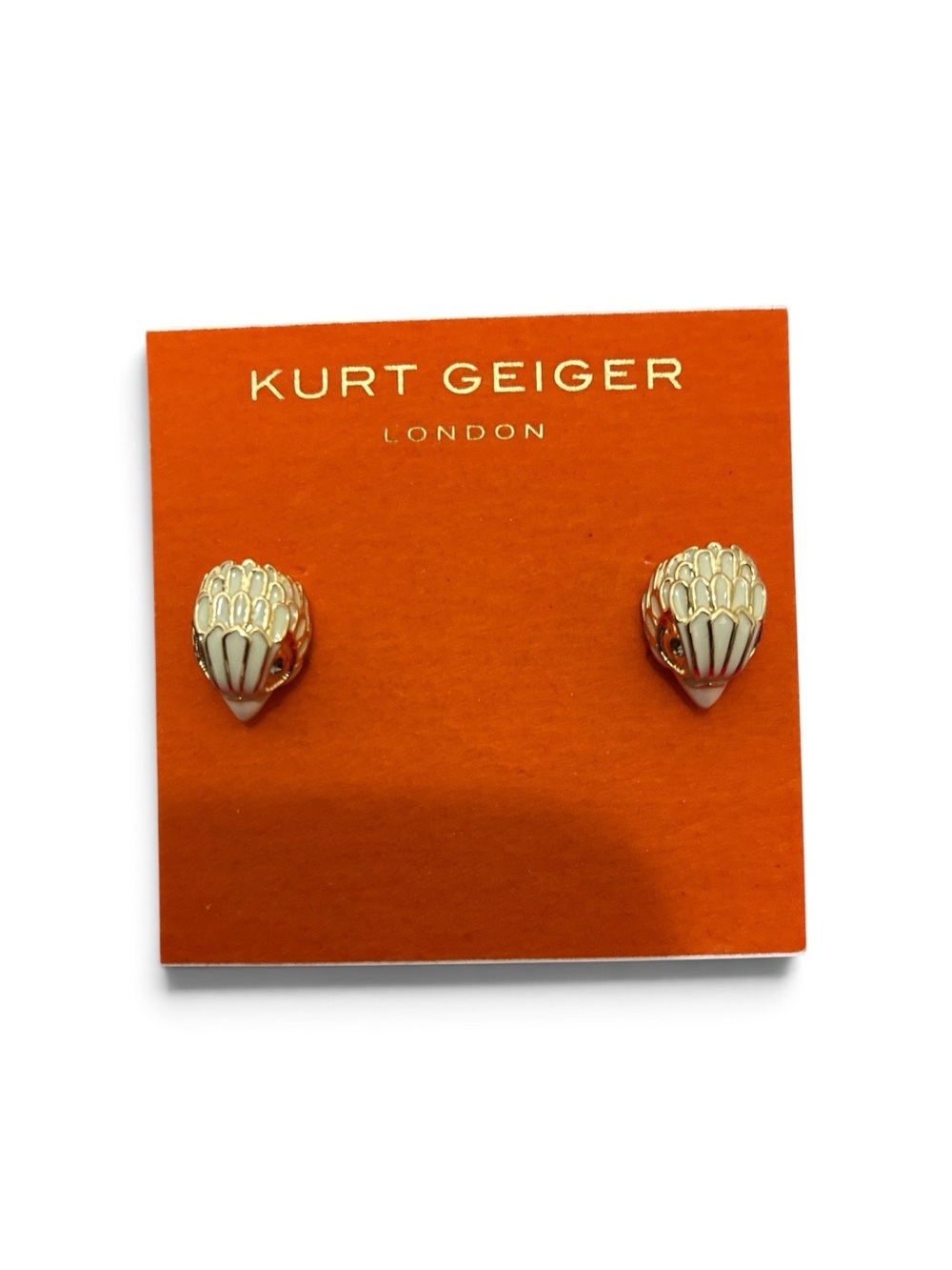 Kurt Geiger London Gold & Cream Enamel Statement Stud Earrings - Picture 2 of 3